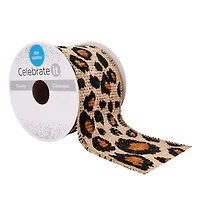 2.5'' x 3yd. Faux Burlap Wired Cheetah Ribbon by Celebrate It®