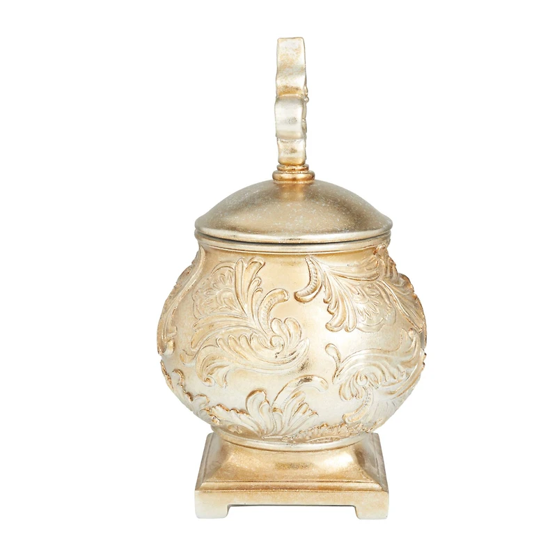13" Gold Round Traditional Decorative Jar