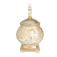 13" Gold Round Traditional Decorative Jar