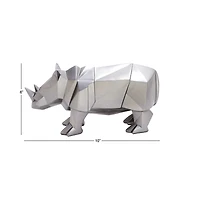 CosmoLiving by Cosmopolitan 10" Silver Polystone Rhino Sculpture