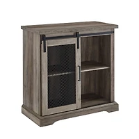 Edison Walker 32" Grey Wash Sliding Mesh Metal Door Accent Cabinet