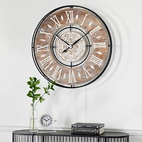 Brown Farmhouse Wood Wall Clock, 34" x 34"