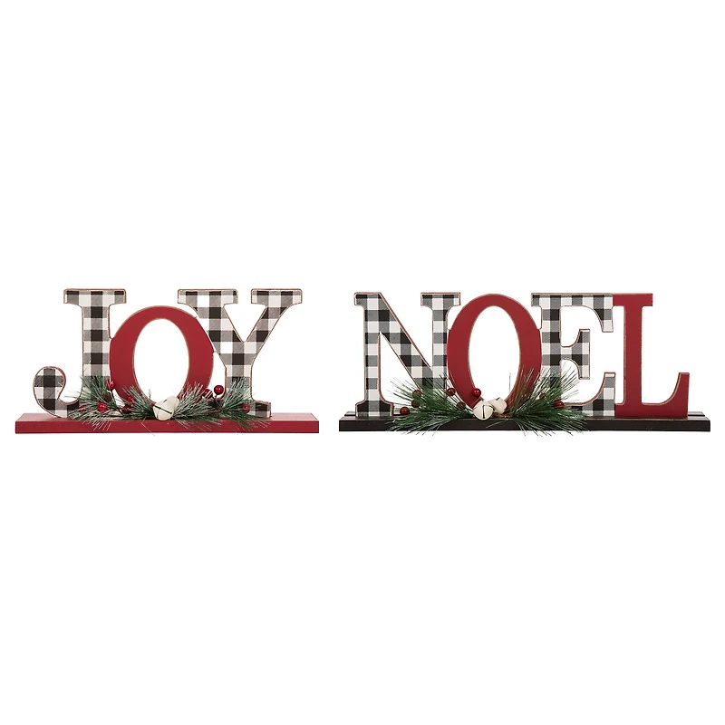 Glitzhome® Christmas Plaid Joy & Noel Table Décor Set