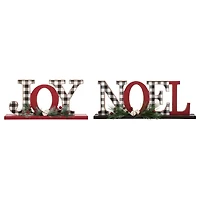 Glitzhome® Christmas Plaid Joy & Noel Table Décor Set