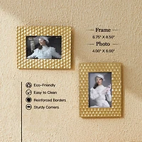 Glitzhome® 3 Pack 4" x 6" Gold Honeycomb Resin Tabletop Picture Frames