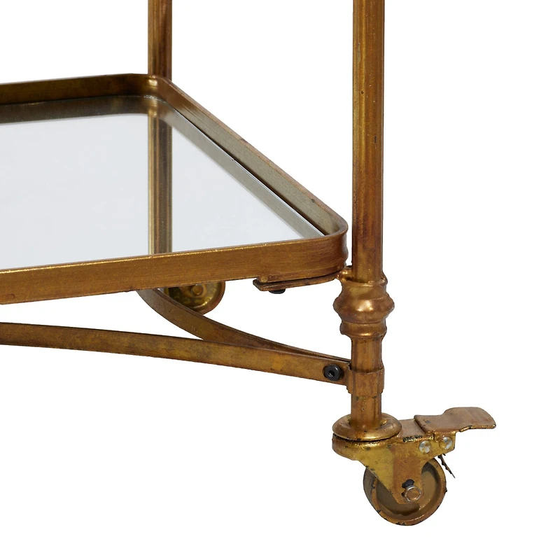 Brass Iron Bar Cart, 33" x 35" x 18"