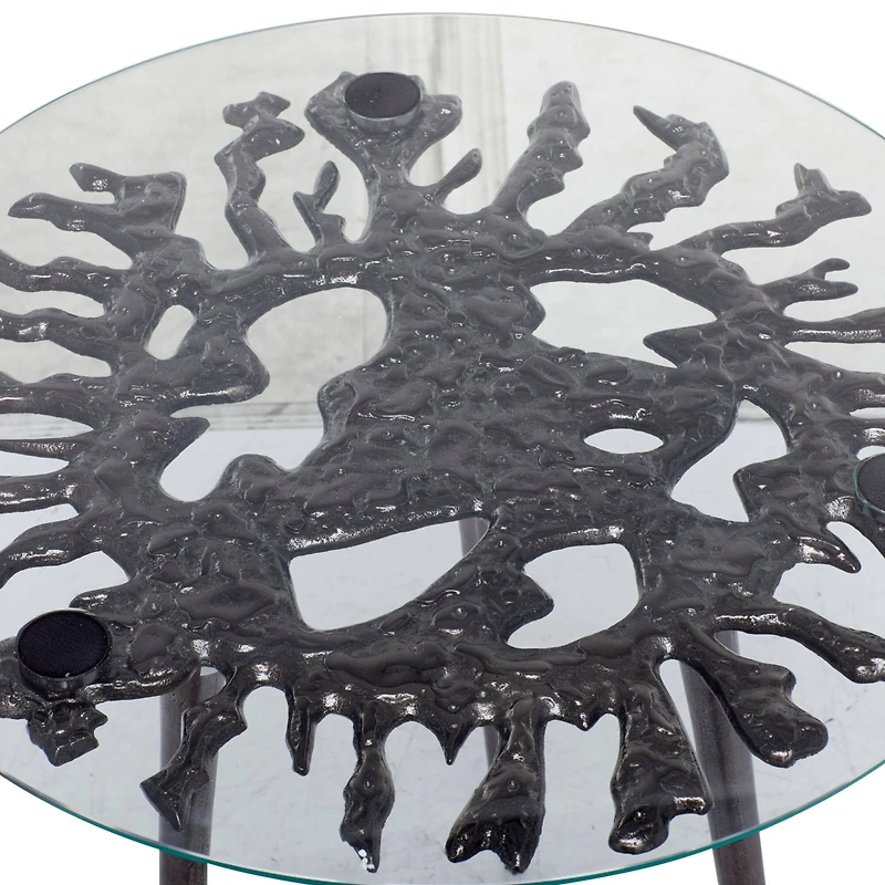 Black Aluminum Modern Accent Table, 22" x 22" x 22"