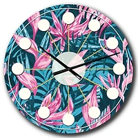 Designart 'Handdrawn Tropical Flowers Mid-Century Modern Wall Clock