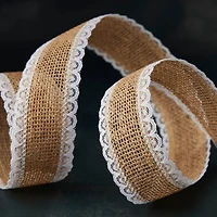 12 Pack: 1.5" x 3yd. Faux Burlap with Lace Edging Ribbon by Celebrate It® Classic