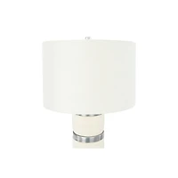 Hello Honey® 24" Raw Concrete White & Silver Table Lamp With Imprinted Diamond Design & Metal Accents
