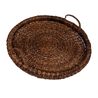 Hello Honey® 29" Dark Brown Artisanal Bankuan Braided Tray with Handles