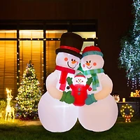 8ft. Glitzhome® Inflatable Snowman Family with Lights