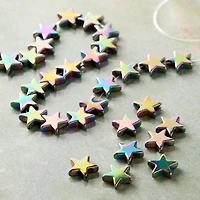 12 Pack: Silver Hematite Luster Star Beads, 8mm by Bead Landing™