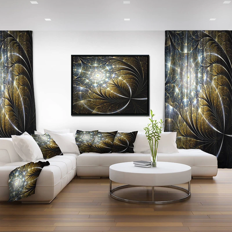 Designart - Symmetrical Dark Golden Fractal Flower