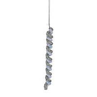 Glitter Spiral Twist Icicle Christmas Ornament - 7" - Silver and Blue