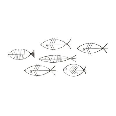 Set of 6 Black Metal Industrial Abstract Wall Decor, 16", 20", 24"