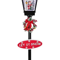 6ft. Black LED Musical Snowing Santa Christmas Street Lamp