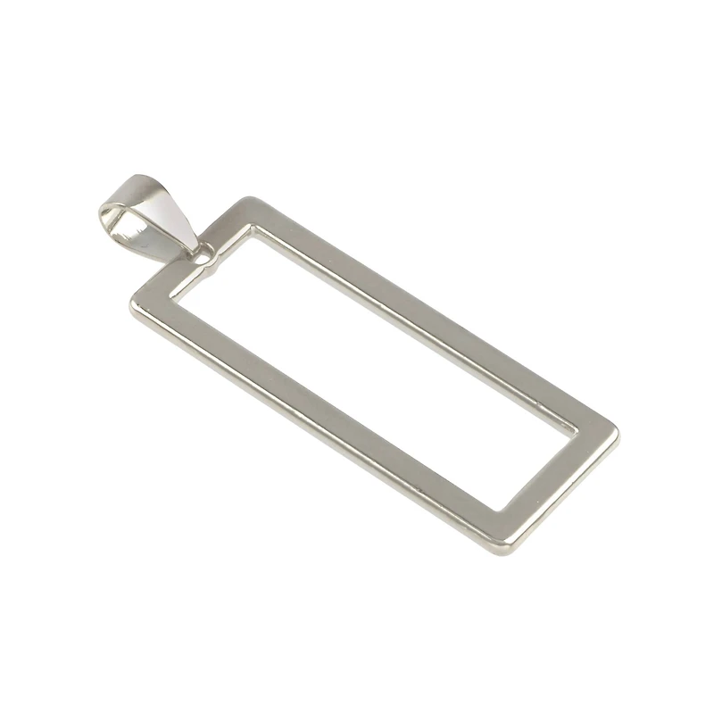 Rhodium Open Rectangle Pendant by Bead Landing™