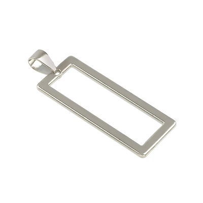Rhodium Open Rectangle Pendant by Bead Landing™