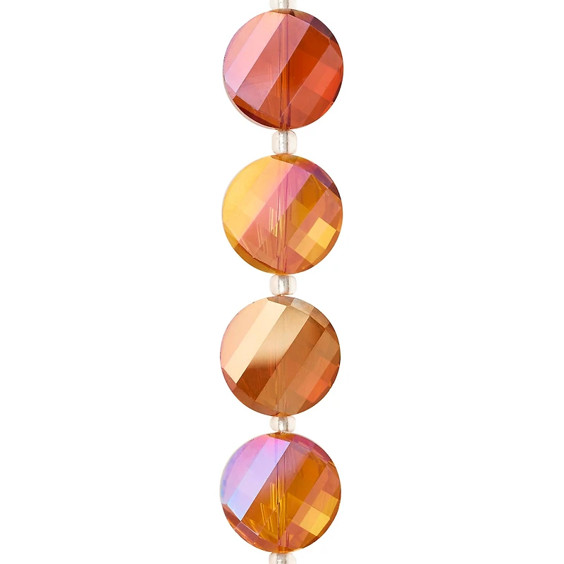 Amber Glass Faceted Round Beads, 18mm by Bead Landing™