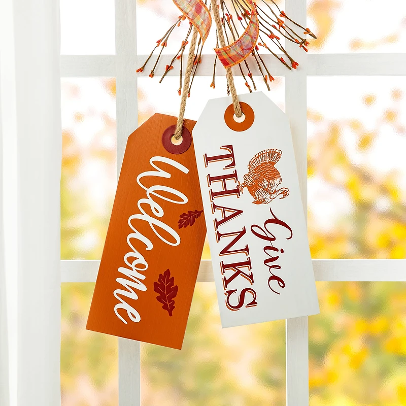 Glitzhome® 24" Thanksgiving Wooden "Give Thanks" Door Hanger