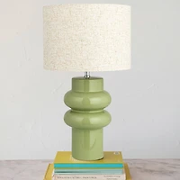 Hello Honey® 20.5" Stoneware Table Lamp with Linen Shade and Inline Switch