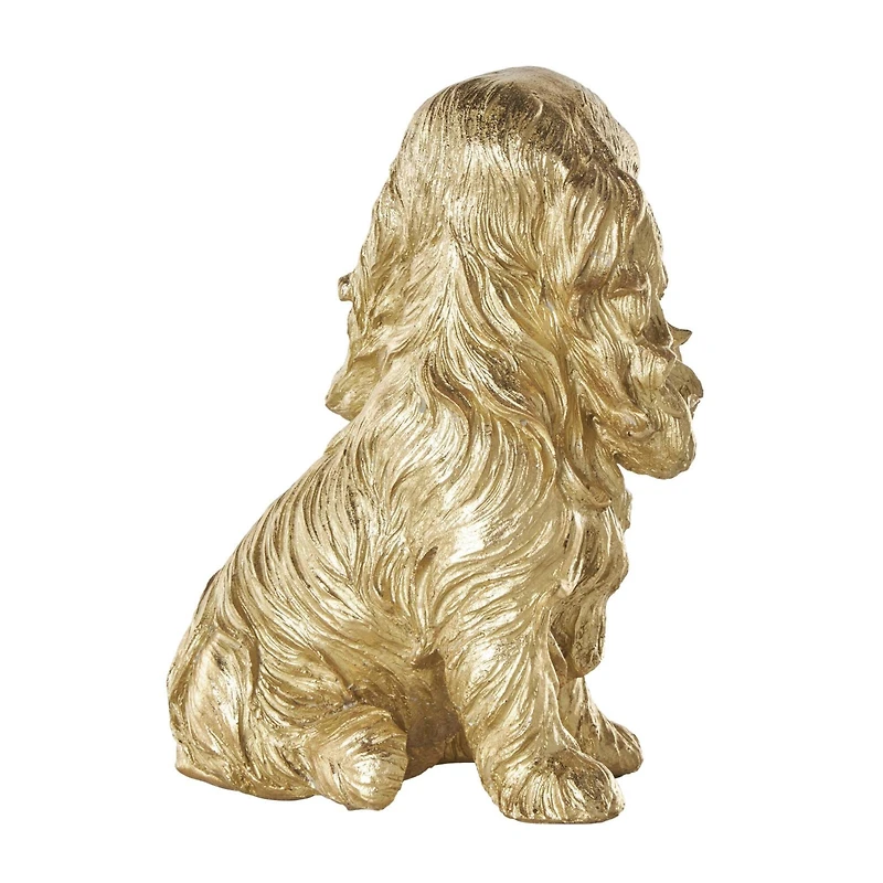 Gold Sitting & Standing Dogs Polystone Sculpture Set