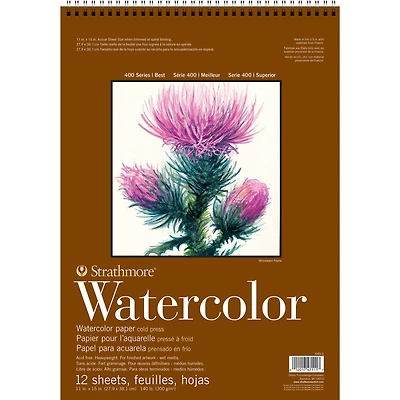 Strathmore Watercolor Paper Pad, 400 Series, Spiral-Bound, 12 Sheets