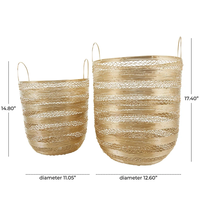 Gold Metal Open Frame Wire Storage Basket Set