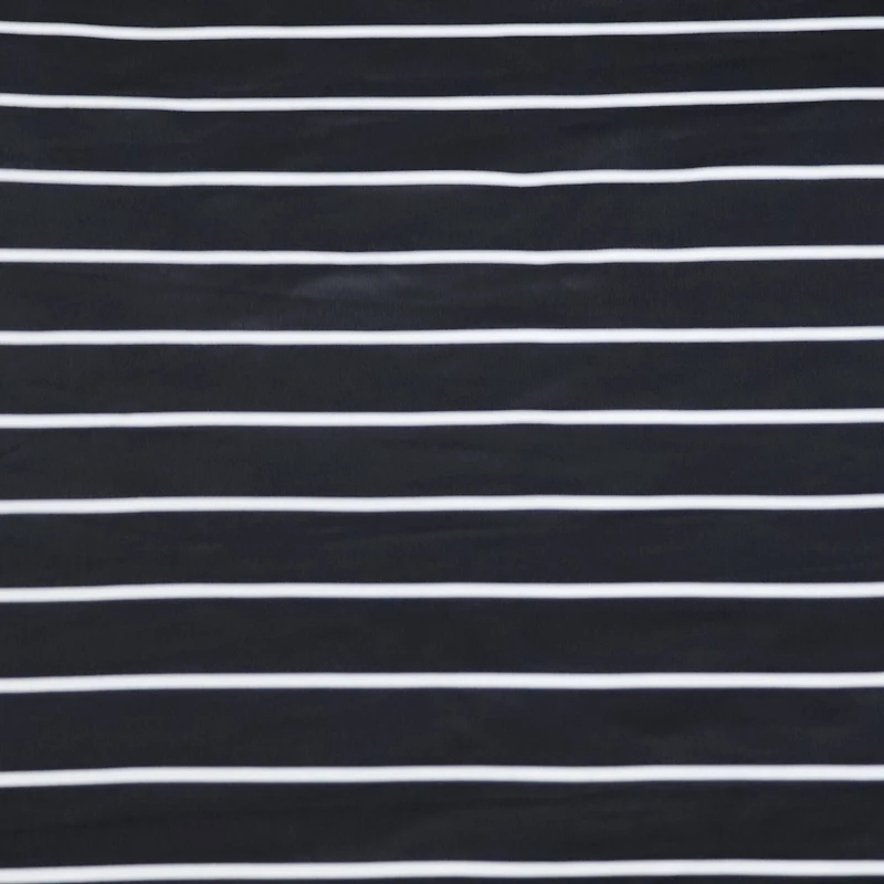 Fabric Merchants White Stripes on Black Double Brushed 4-Way Stretch Fabric