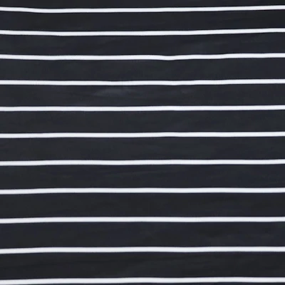 Fabric Merchants White Stripes on Black Double Brushed 4-Way Stretch Fabric