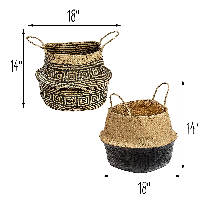 Honey Can Do Folding Seagrass Belly Baskets, 2ct.