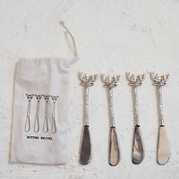Hello Honey® 5.5" Silver Reindeer Handle Canape Knives, 4ct.