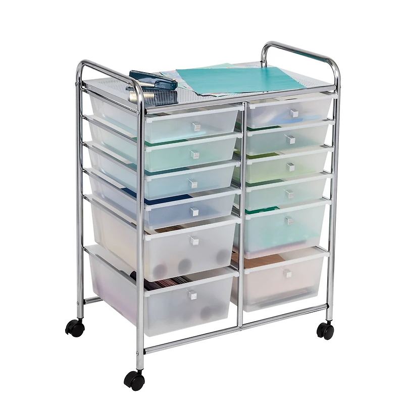 Honey Can Do Chrome 12-Drawer Rolling Craft Storage Cart