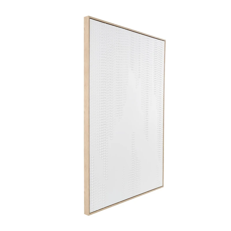 White wooden abstract dimensional dot home wall décor with brown wooden frame