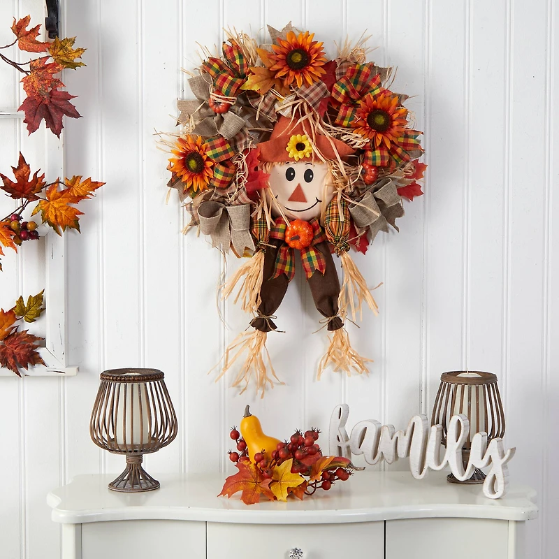 30" Scarecrow Autumn Wreath