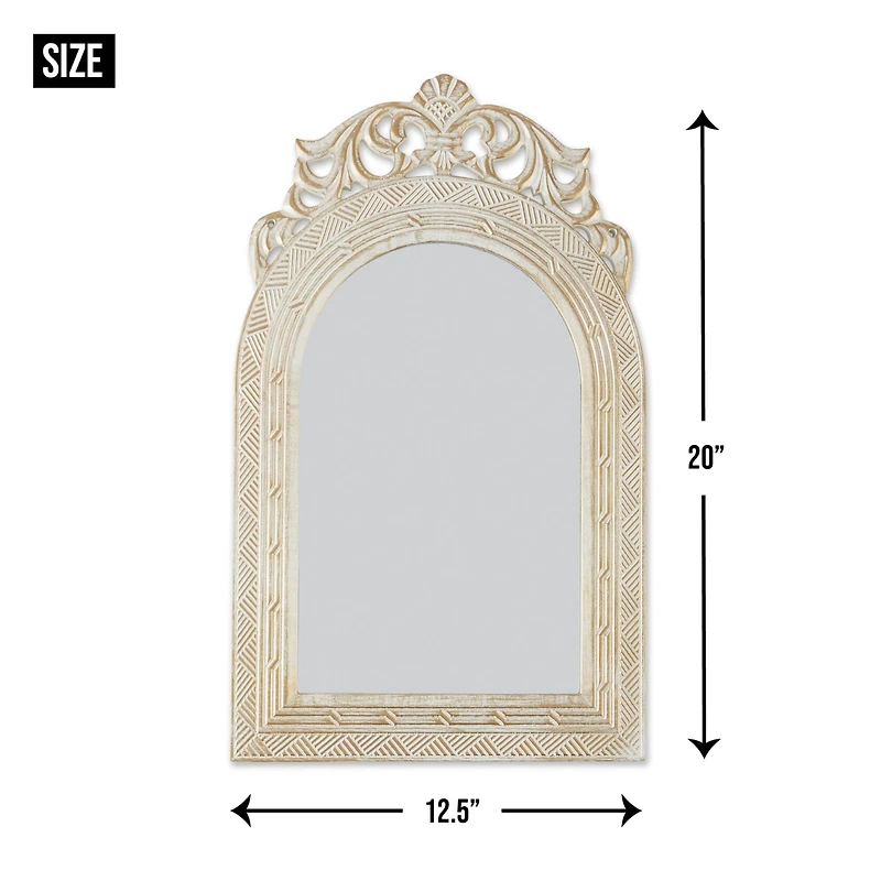 Arched-Top Antique White Wall Mirror