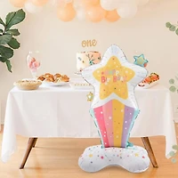 Wizardi Rainbow Star Happy Birthday Standing Foil Balloon Decoration