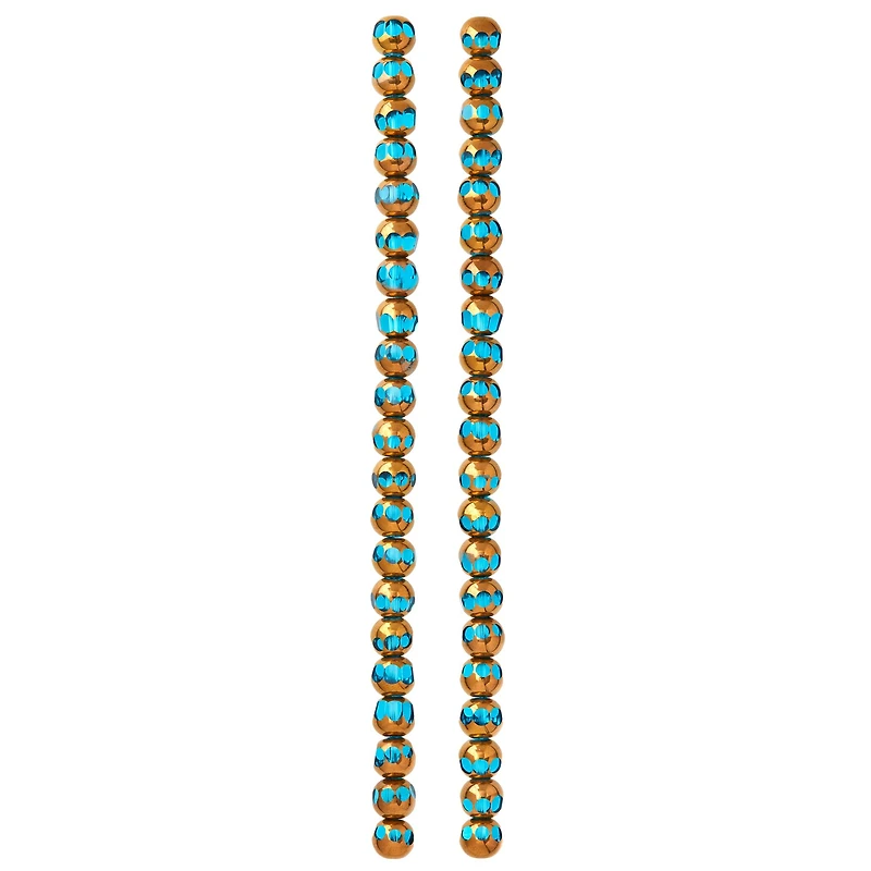 12 Packs: 40 ct. (480 total) Aqua & Copper Faceted Glass Round Beads, 8mm by Bead Landing™