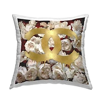 Stupell Industries Chic Glam Drip White Red Floral Roses Throw Pillow, 18" x 18"