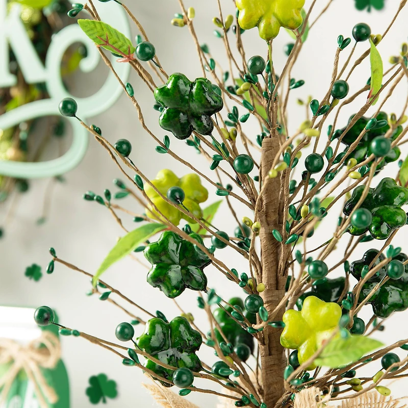 Glitzhome® 18" St Patrick's Shamrock and Berry Table Tree