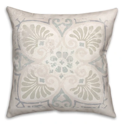 Blue Cream Medallion Throw Pillow