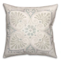 Blue Cream Medallion Throw Pillow