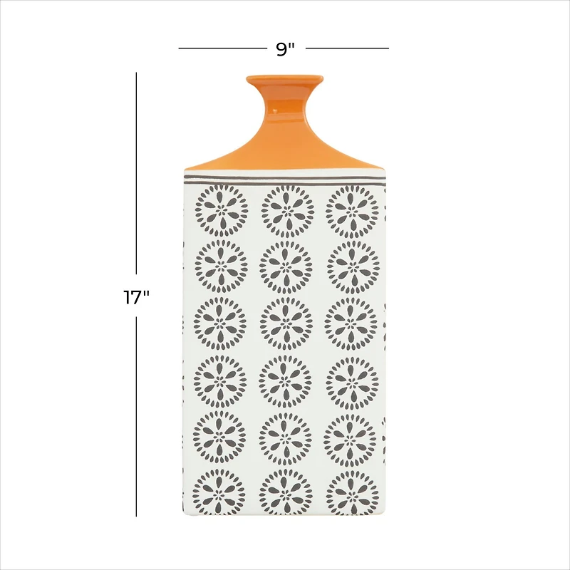 White Stoneware Transitional Vase, 17" x 9" x 7"