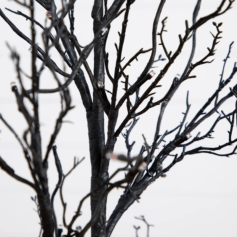 4ft. Orange & Purple LED Pre-Lit Halloween Deluxe Black Twig Artificial Fall Tree