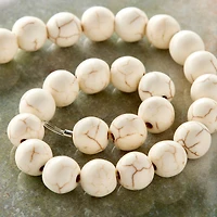 White Crackle Dyed Howlite Round Beads, 8mm by Bead Landing™