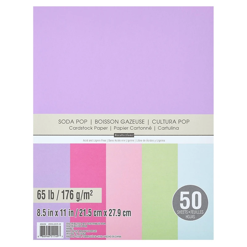 12 Packs: 50 ct. (600 total) Soda Pop 8.5" x 11" Cardstock Paper by Recollections™
