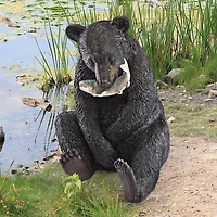 Design Toscano 22" The Expert Fisherman Black Bear Statue