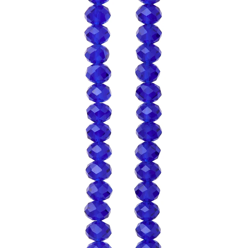 Sapphire Glass Rondelle Beads, 8mm by Bead Landing™