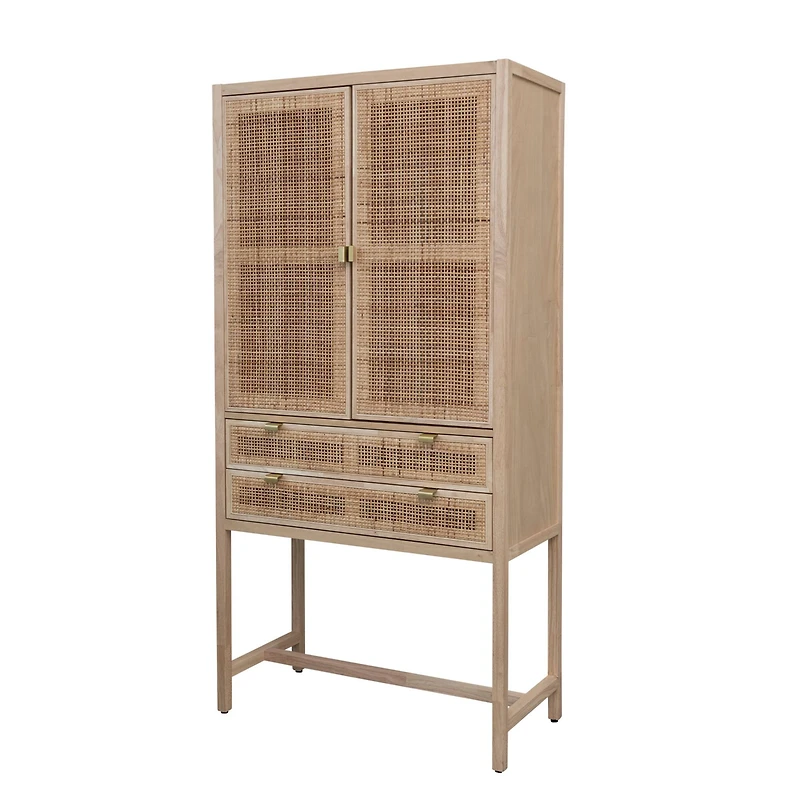 Hello Honey® 6ft. Natural Woven Cane & Wood Cabinet